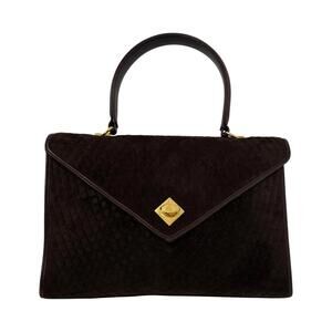 Bally Brown Suede Leather Quilted Handbag